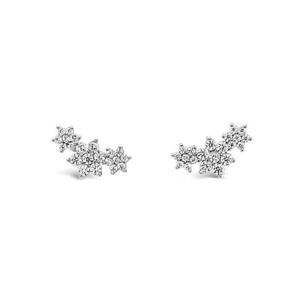 Absolute Jewellery Sterling Silver 3 Flower Crawler Earrings (SE181SL)