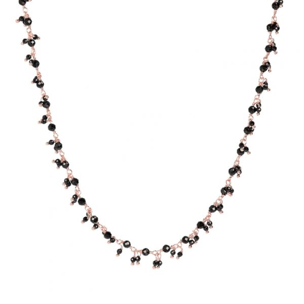 Bronzallure Rosary Necklace with Black Spinels (WSBZ01899.BS-LONG)