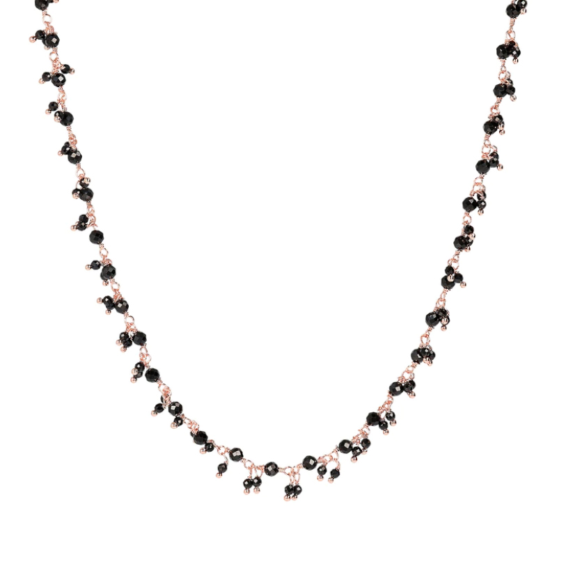 Bronzallure Rosary Necklace with Black Spinels (WSBZ01899.BS-LONG)