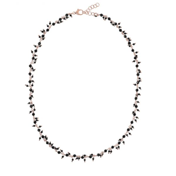 Bronzallure Rosary Necklace with Black Spinels (WSBZ01899.BS-LONG)