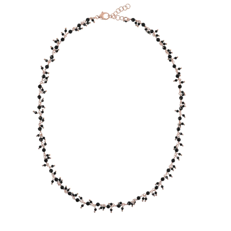 Bronzallure Rosary Necklace with Black Spinels (WSBZ01899.BS-LONG)