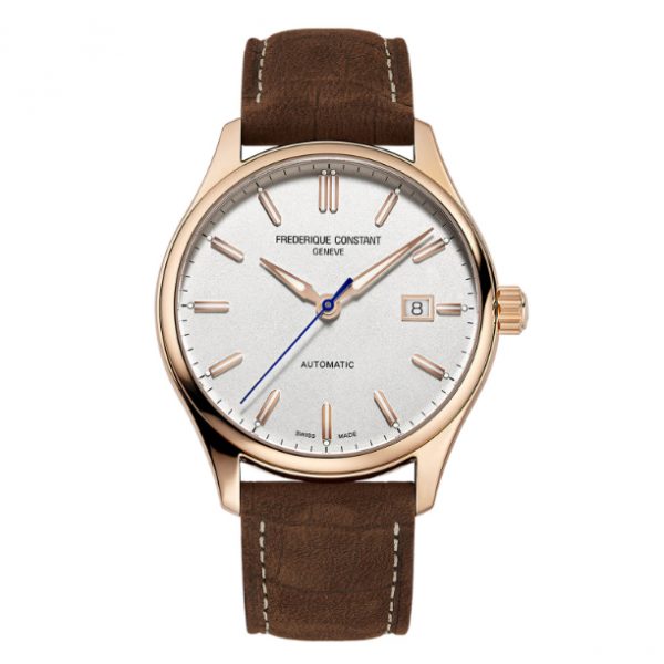 Frederique Constant Automatic Silver Dial Rose Gold Case Brown Strap Watch (FC-303NV5B4)