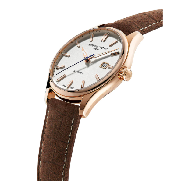 Frederique Constant Automatic Silver Dial Rose Gold Case Brown Strap Watch (FC-303NV5B4)