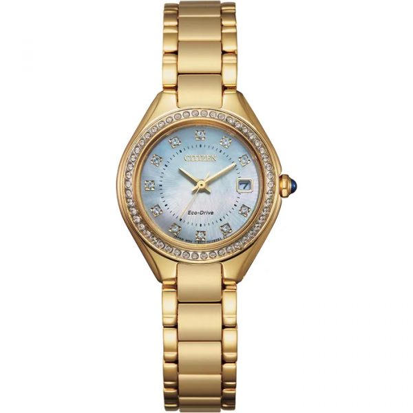 Citizen Silhouette Crystal Eco-Drive Watch - Gold Tone (EW2552-50D)