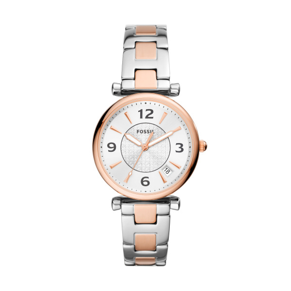 Fossil Carlie Three-Hand Date Two-Tone Stainless Steel Watch (ES5156)