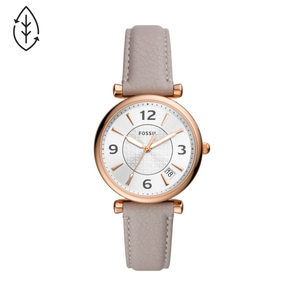 Fossil Carlie Three-Hand Date Grey Eco Leather Watch (ES5161)