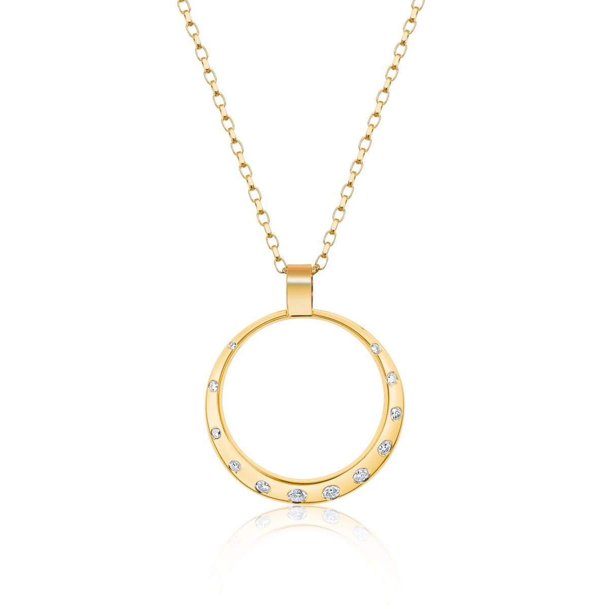Cathal Barber Goldsmith 9ct Gold Circle Pendant with Diamonds