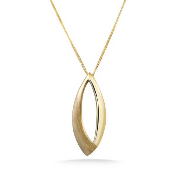 Cathal Barber Goldsmith 9ct Gold Navette Pendant