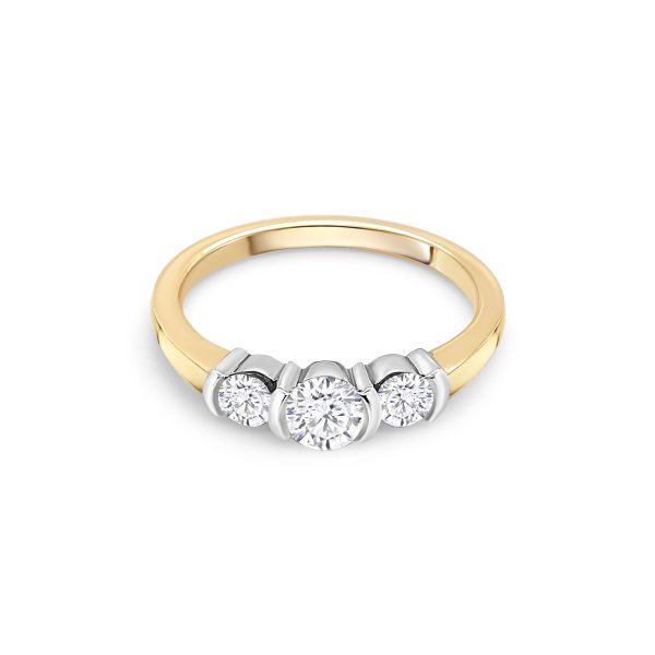 18ct Yellow and White Gold Three Stone Engagement Ring