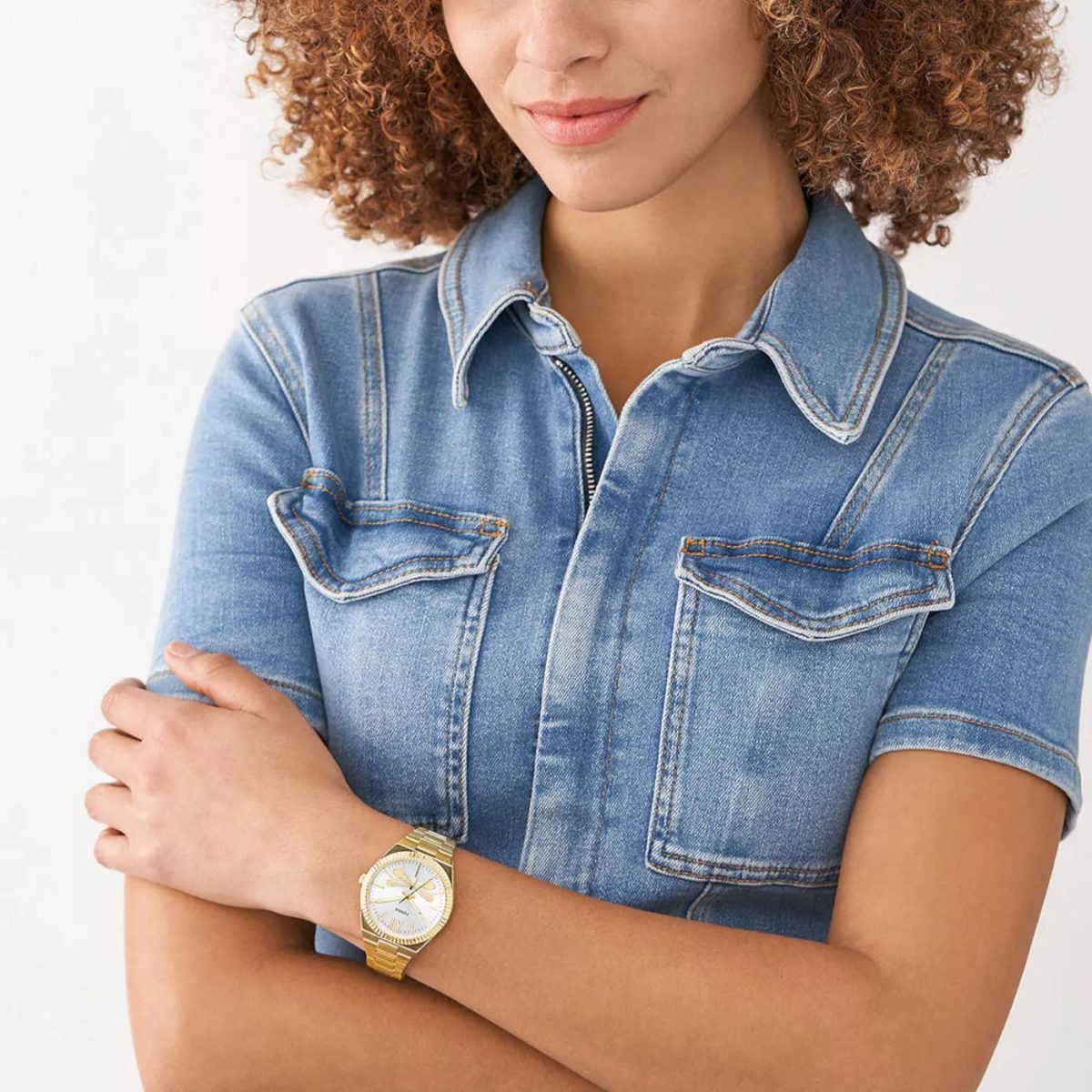 Fossil Scarlette Three-Hand Gold-Tone Stainless Steel Ladies Watch (ES5262)