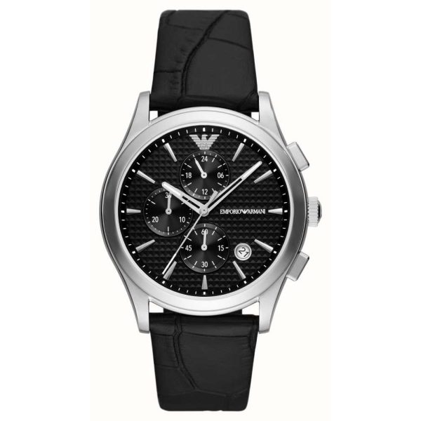 Emporio Armani Chronograph Black Leather Watch (AR11530)