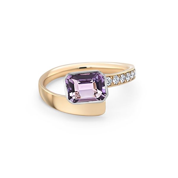 Cathal Barber Goldsmith 9ct Gold Amethyst and Diamond Ring
