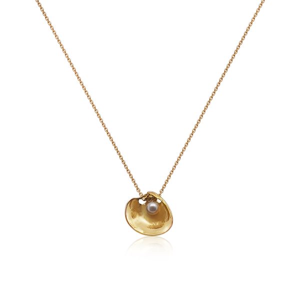 Cathal Barber Goldsmith 18ct Gold Shell Pendant with Pearl