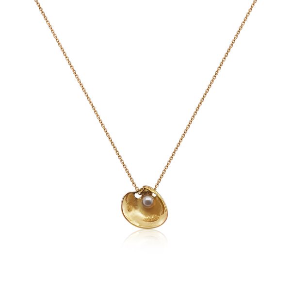 Cathal Barber Goldsmith 18ct Gold Shell Pendant with Pearl