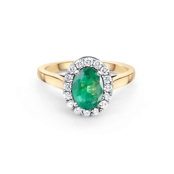 9ct Yellow Gold Emerald and Diamond Dress Ring