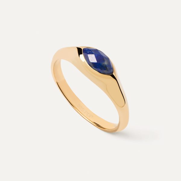 PDPAOLA Lapis Lazuli Nomad Stamp Ring (AN01-A49-14)