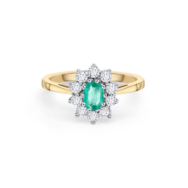 18ct Gold Oval Emerald and Diamond Ring