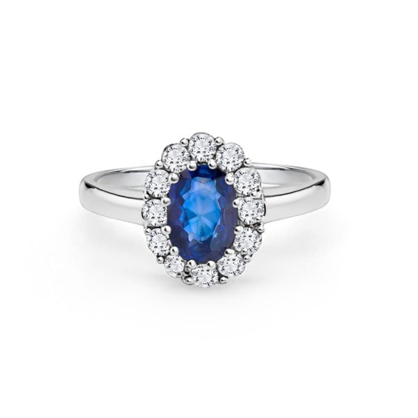 9ct White Gold Sapphire and Diamond Ring