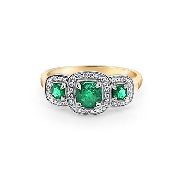 9ct Gold Emerald And Diamond Ring