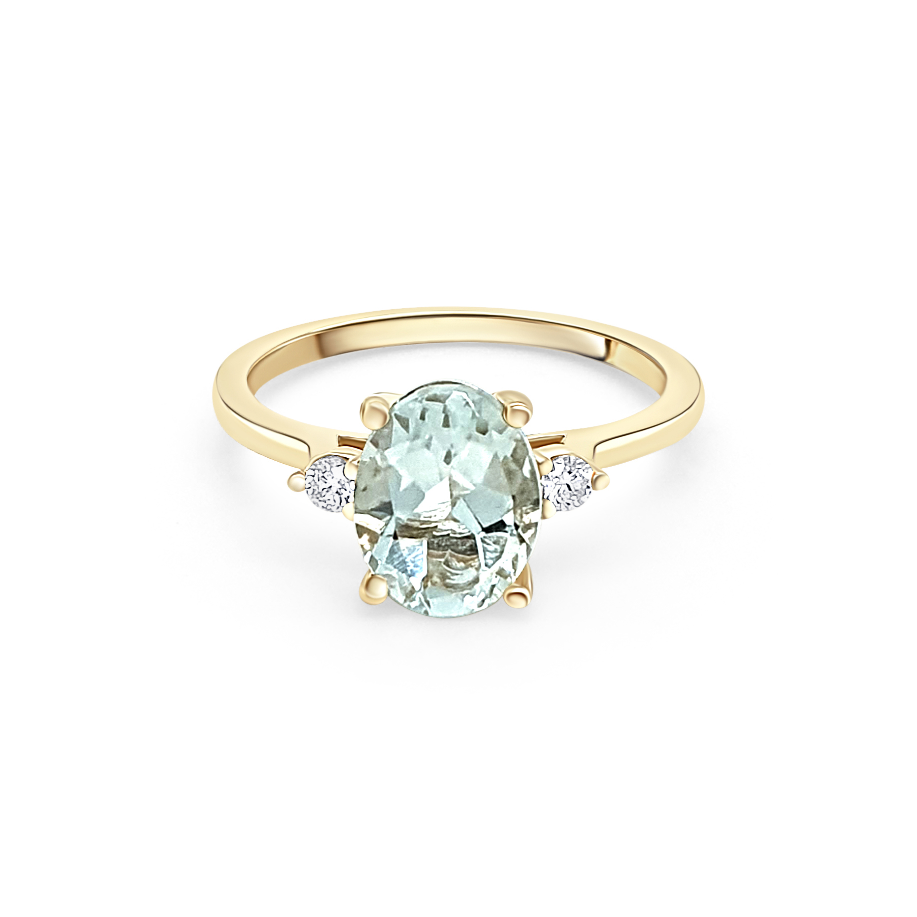 9ct Yellow Gold Green Amethyst Diamond Ring RJ Barber Sons