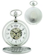 Telstar Stainless Steel Shield Front Full Hunters Mechanical Movement Pocket Watch Supplied With Chain (P9022CSW)
