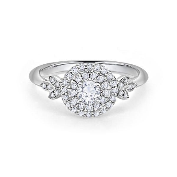 Platinum Double Halo Engagement Ring ( 31237WG43-10)