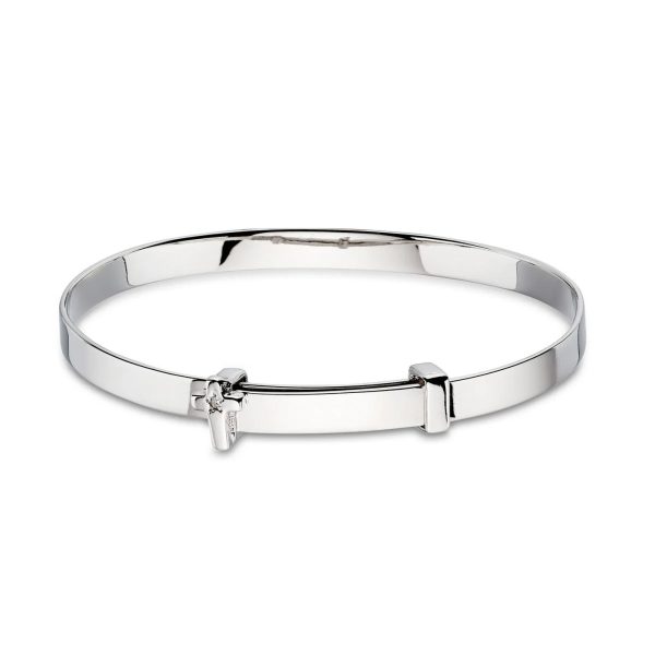 LITTLE STAR HONOR DIAMOND CROSS CHRISTENING BANGLE (LSB0019)