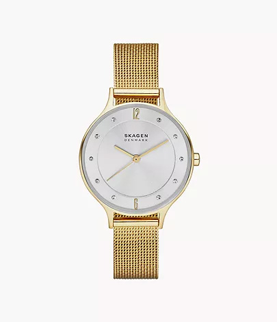 SKAGEN Anita Lille Gold-Tone Steel Mesh Watch (SKW2150)