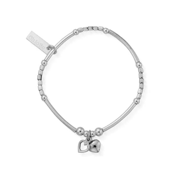 ChloBo Children's Mini Noodle Cube Double Heart Charm (CSBMNC040)