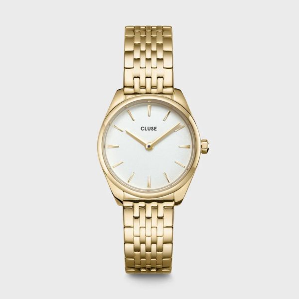 Cluse Féroce Mini Watch Steel White, Gold Colour (CW11705)