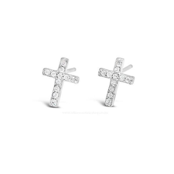 Absolute Kids Collection Silver Cross Stud Earrings (HCE410)