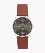 Skagen Holst Multifunction Medium Brown Leather Multifunction Watch (SKW6086)
