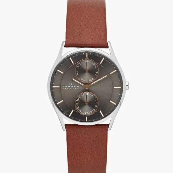 Skagen Holst Multifunction Medium Brown Leather Multifunction Watch (SKW6086)