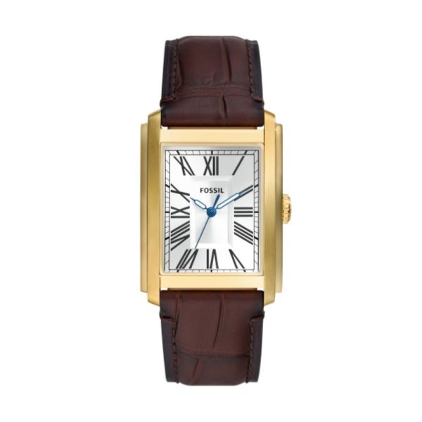 Fossil Carraway Mens Gold Brown Leather Watch (FS6011)