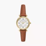 Fossil Carlie Three-Hand Medium Brown Leather Watch (ES5297)