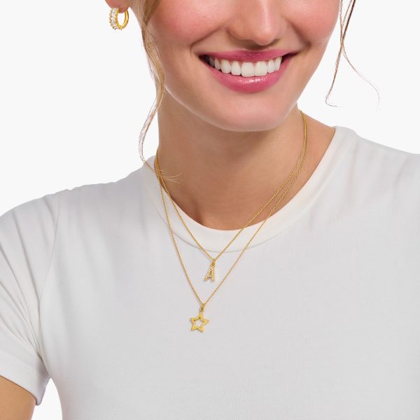 Thomas Sabo Gold-plated necklace with star pendant (KE2222-413-39-L45V)