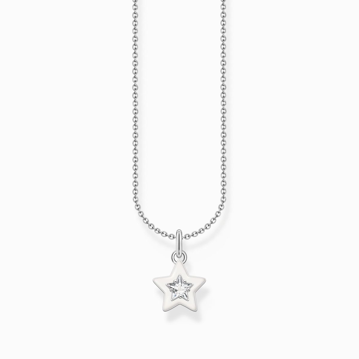 Thomas Sabo Silver necklace with star pendant and white zirconia (KE2335-041-14-L45V)