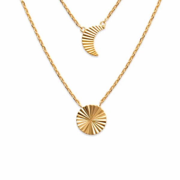 Burren Grooved Sun and Moon Necklace (N0430)