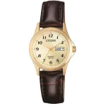 Citizen Eco-Drive Round White Dial with Brown Strap (EQ2002-07P)