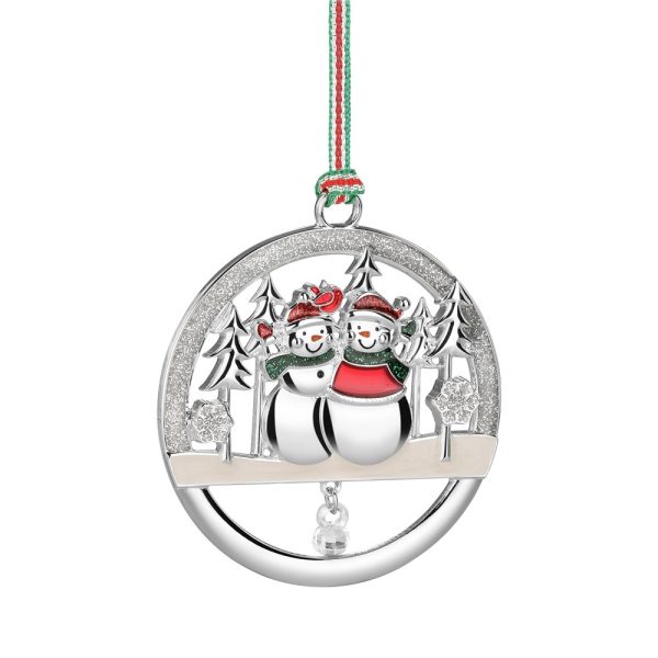 Newbridge Silverware Snowman Couple Round Christmas Tree Decoration (WY954)
