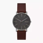 Skagen Signatur Three-Hand Cherry Wood Leather Watch (SKW6860)