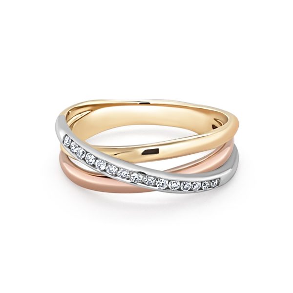 9ct Yellow, White and Red Gold Ring