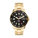Fossil Blue Quartz Gold Steel Black Dial 46mm Mens Watch (FS5990)