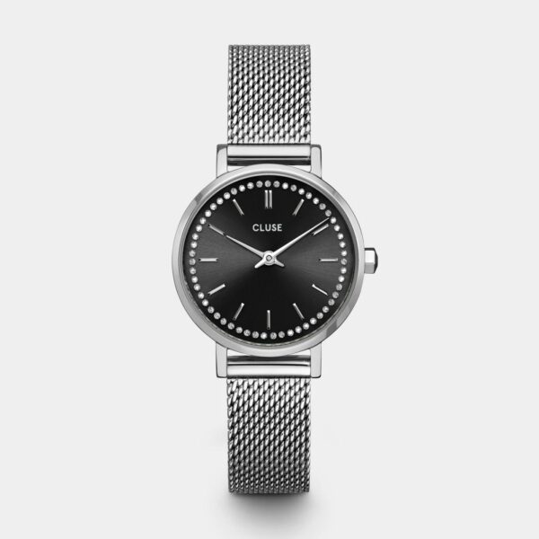 Cluse Boho Chic Petite Watch Mesh Crystals, Black, Silver Colour (CW10502)