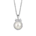 Newbridge Silver Plated Pearl Pendant with Clear Stones (P0024SP)
