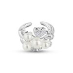 Newbridge Silver Plated Pearl Ring with Clear Stones (R0021SP)
