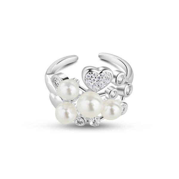 Newbridge Silver Plated Pearl Ring with Clear Stones (R0021SP)