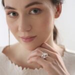 Newbridge Silver Plated Pearl Ring with Clear Stones (R0021SP) - Image 2