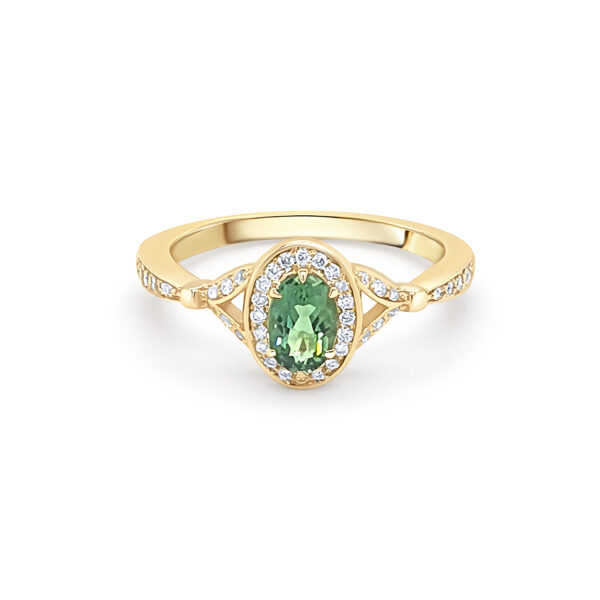 9ct Gold Peridot Diamond Ring