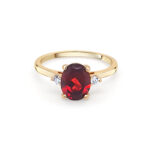 9ct Gold Garnet Diamond Ring